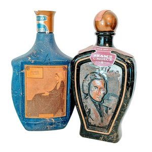 Vintage Jim Beam Whiskey 1968 Blue Whistlers Mother and 1973 Chopin Bottles